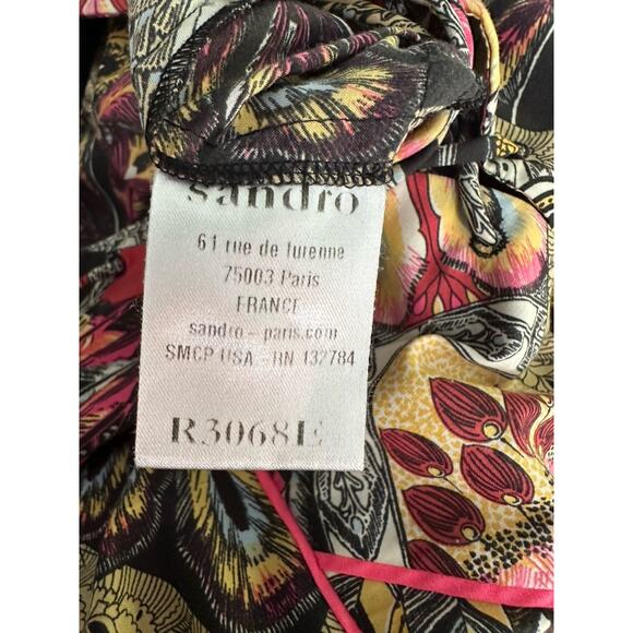 Sandro Womens Floral Print Tie Closure Maxi Dress Multi Colored Size 1 - Picture 15 of 16